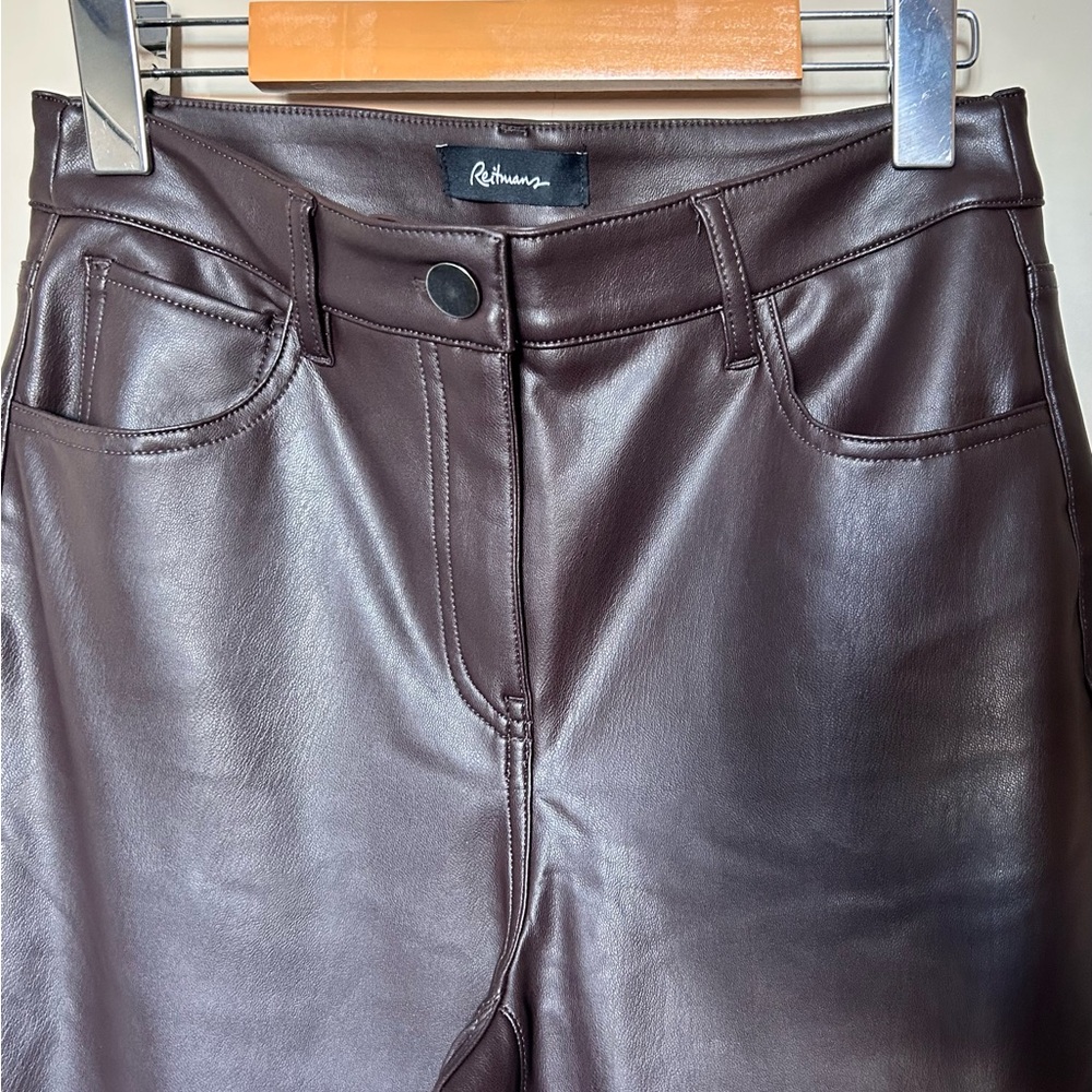 Reitmans Straight Leg High Rise Faux Leather Pants